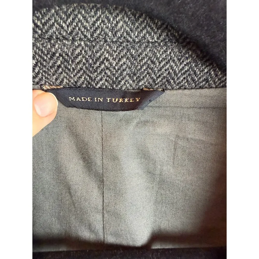 BANANA REPUBLIC gray herringbone tweed elbow patch 100% wool mens blazer 46L